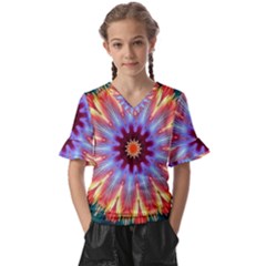 Rise An Shine Kids  V-neck Horn Sleeve Blouse by LW323