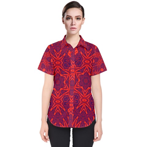 Red Rose Women s Short Sleeve Shirt by LW323