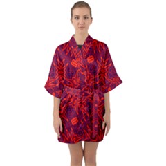 Red Rose Half Sleeve Satin Kimono  by LW323