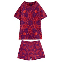 Red Rose Kids  Swim Tee And Shorts Set by LW323