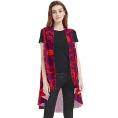 Red Rose Sleeveless Chiffon Waistcoat Shirt