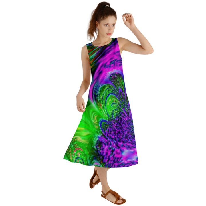 Feathery Winds Summer Maxi Dress