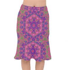 Purple Flower Short Mermaid Skirt by LW323