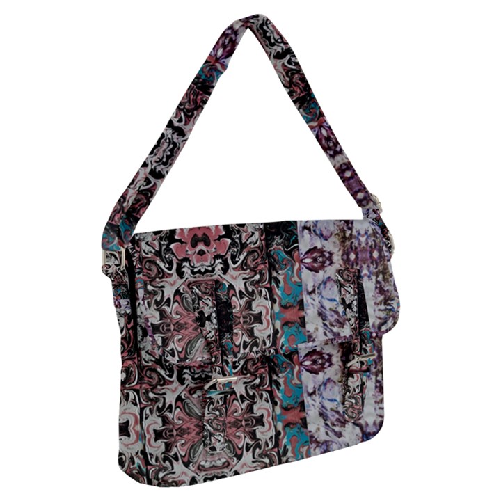 Marbling collage Buckle Messenger Bag