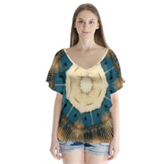 Bamboo Island V-neck Flutter Sleeve Top by LW323