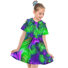 Feathery Winds Kids  Short Sleeve Shirt Dress by LW323