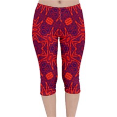 Red Rose Velvet Capri Leggings  by LW323