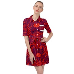 Red Rose Belted Shirt Dress by LW323