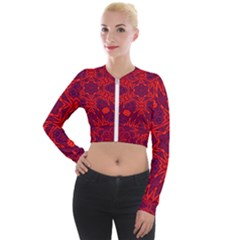 Red Rose Long Sleeve Cropped Velvet Jacket by LW323