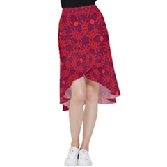 Red Rose Frill Hi Low Chiffon Skirt by LW323