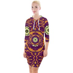 Tropical Twist Quarter Sleeve Hood Bodycon Dress by LW323