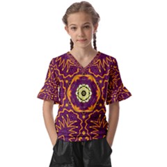 Tropical Twist Kids  V-neck Horn Sleeve Blouse by LW323