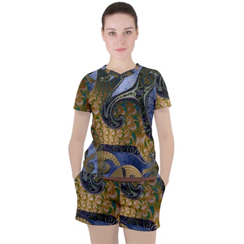 Ancient Seas Women s Tee And Shorts Set by LW323