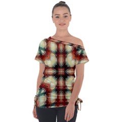 Royal Plaid Off Shoulder Tie-up Tee