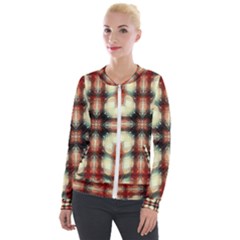 Royal Plaid Velvet Zip Up Jacket