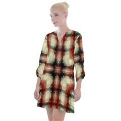 Royal Plaid Open Neck Shift Dress