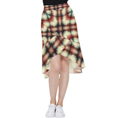 Royal Plaid Frill Hi Low Chiffon Skirt