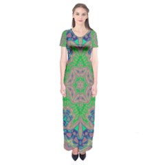 Spring Flower3 Short Sleeve Maxi Dress by LW323