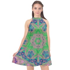 Spring Flower3 Halter Neckline Chiffon Dress  by LW323