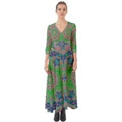 Spring Flower3 Button Up Boho Maxi Dress by LW323