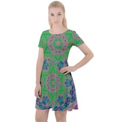 Spring Flower3 Cap Sleeve Velour Dress  by LW323