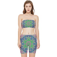 Spring Flower3 Stretch Shorts And Tube Top Set by LW323