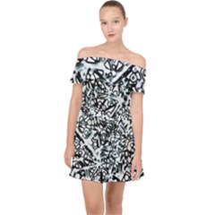 Beyond Abstract Off Shoulder Chiffon Dress by LW323