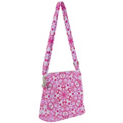 Pink Petals Zipper Messenger Bag