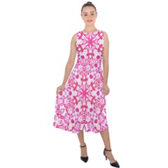 Pink Petals Midi Tie-back Chiffon Dress by LW323