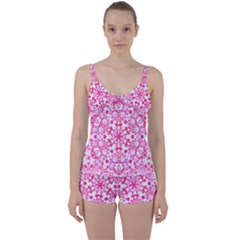 Pink Petals Tie Front Two Piece Tankini by LW323