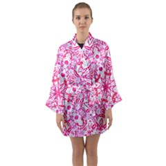 Pink Petals Long Sleeve Satin Kimono by LW323