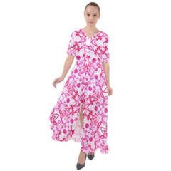 Pink Petals Waist Tie Boho Maxi Dress by LW323