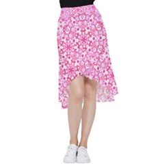 Pink Petals Frill Hi Low Chiffon Skirt