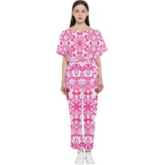 Pink Petals Batwing Lightweight Jumpsuit