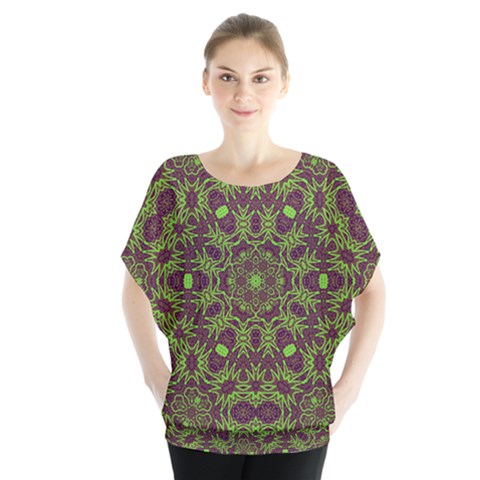 Greenspring Batwing Chiffon Blouse by LW323