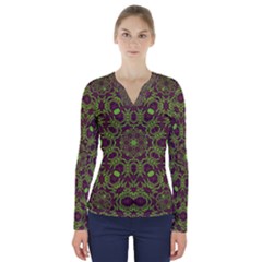 Greenspring V-neck Long Sleeve Top by LW323