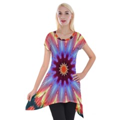 Passion Flower Short Sleeve Side Drop Tunic by LW323