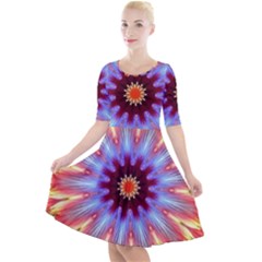 Passion Flower Quarter Sleeve A-line Dress by LW323