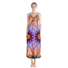 Passion Flower Button Up Chiffon Maxi Dress by LW323