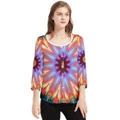 Passion Flower Chiffon Quarter Sleeve Blouse by LW323