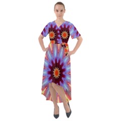 Passion Flower Front Wrap High Low Dress by LW323