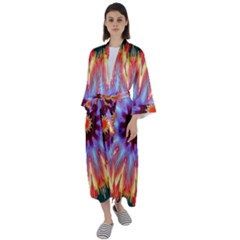 Passion Flower Maxi Satin Kimono by LW323