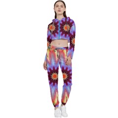 Passion Flower Cropped Zip Up Lounge Set