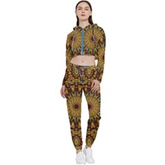 Woodwork Cropped Zip Up Lounge Set