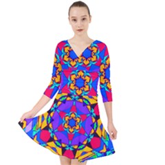 Fairground Quarter Sleeve Front Wrap Dress by LW323