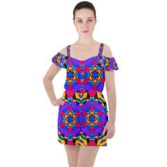 Fairground Ruffle Cut Out Chiffon Playsuit by LW323