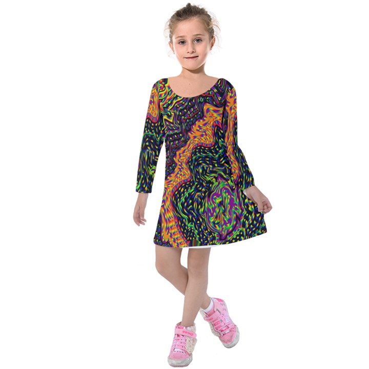 GoghWave Kids  Long Sleeve Velvet Dress