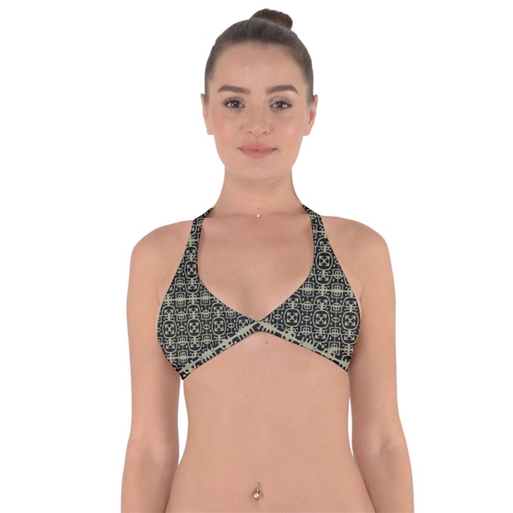 Geometric Textured Ethnic Pattern 1 Halter Neck Bikini Top