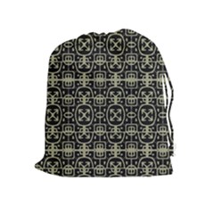 Geometric Textured Ethnic Pattern 1 Drawstring Pouch (XL)