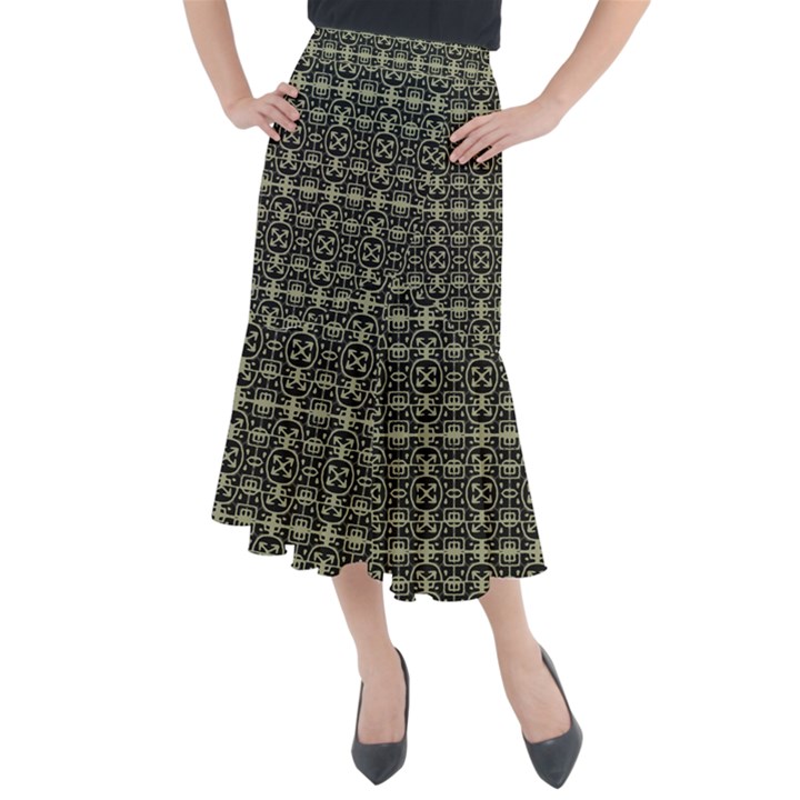 Geometric Textured Ethnic Pattern 1 Midi Mermaid Skirt